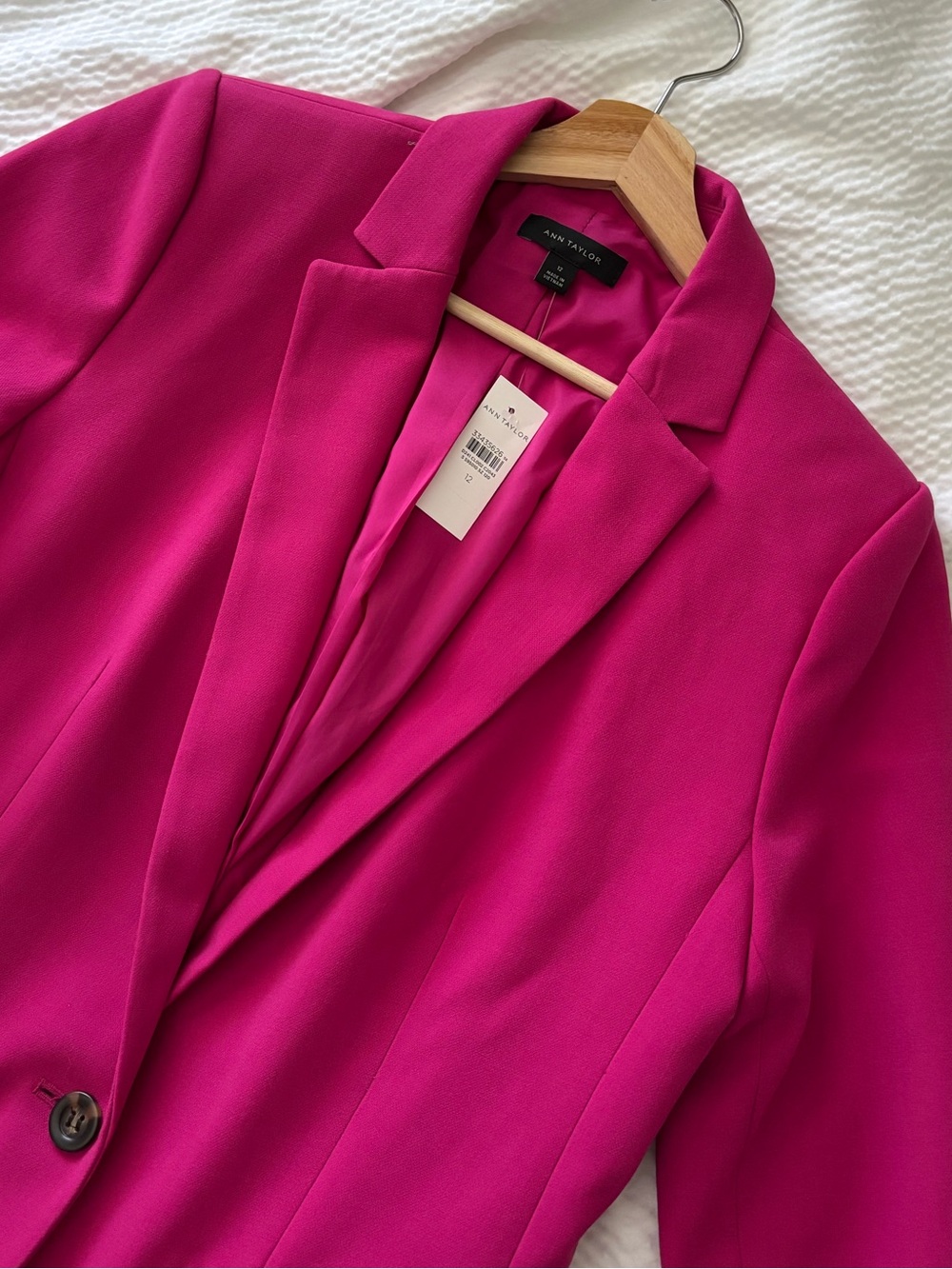 Ann Taylor Fuschia Pink Single Button Blazer
